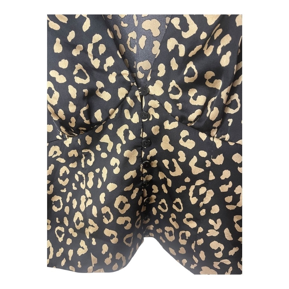 Lulus Cambera Black Leopard Print Button-Up Blouse - Picture 4 of 6